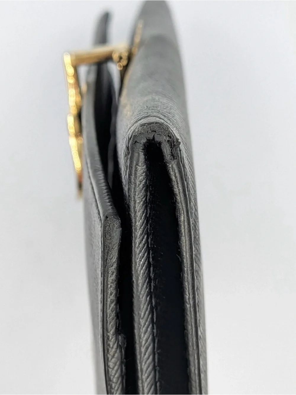Salvatore Ferragamo  Black Women's Leather Wallet with Gold Accent